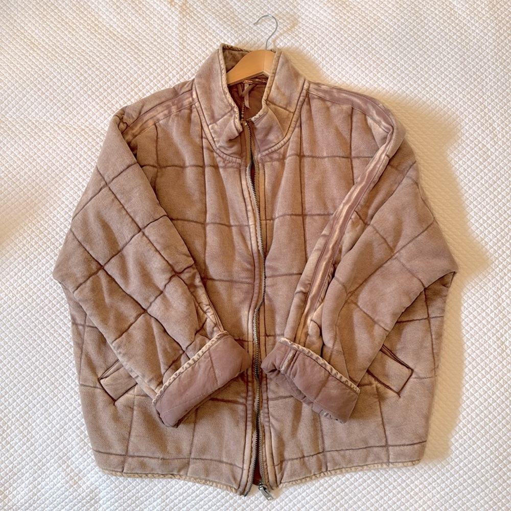 Free People Dolman Quilted Knit Jacket size M Champagne Color